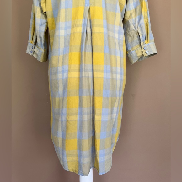 {Prana} Deryn Plaid Shirt Dress in Yellow & Blue Grey - Women's Small - Picture 10 of 14